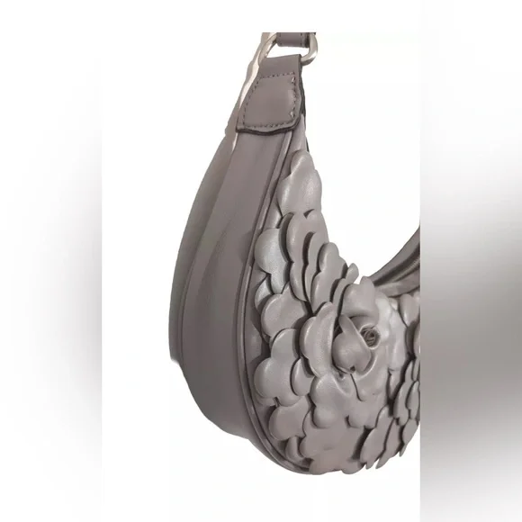 Patricia Nash Coley Floral Leather Crescent-Shaped Shoulder Hobo Bag-Stone-NWT - Picture 5 of 7